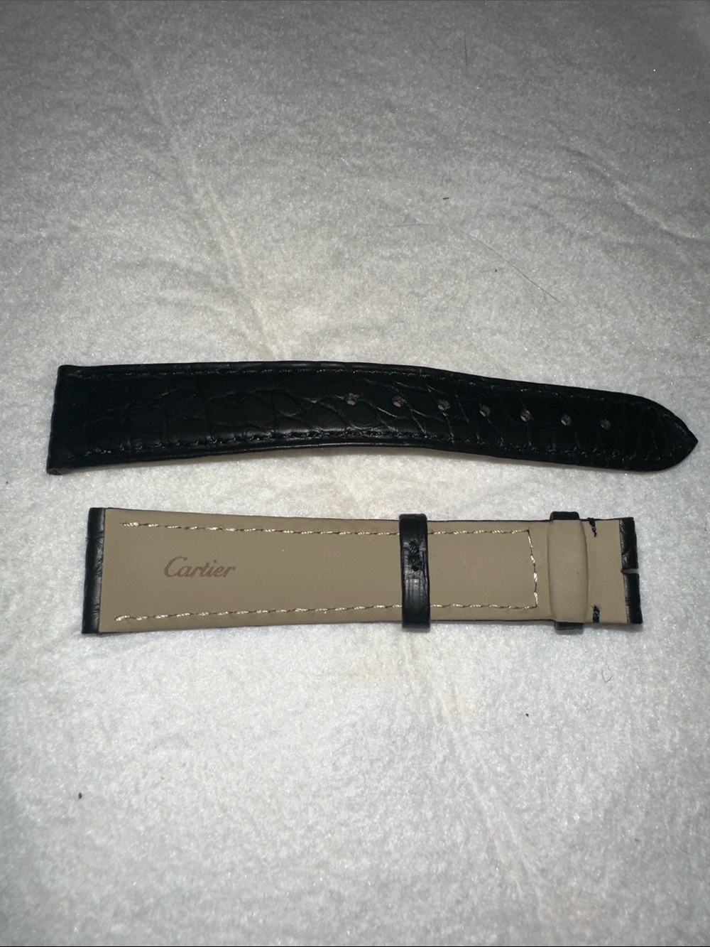 Cartier Black Croc-Embossed Leather Watch Strap